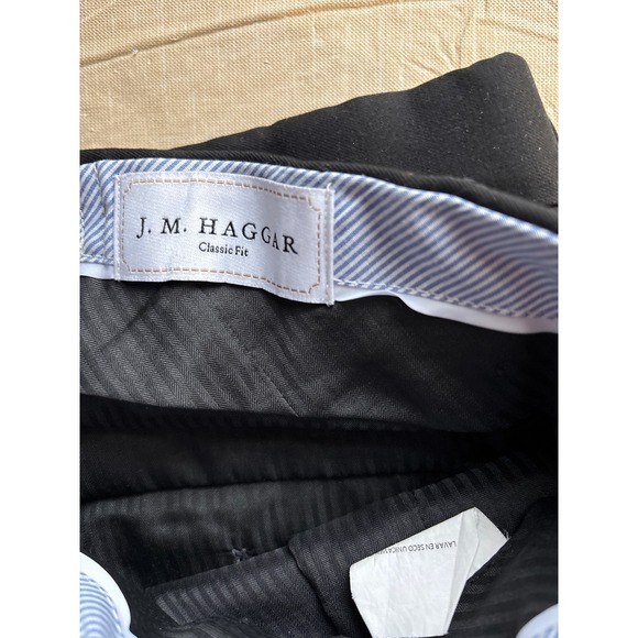JM Haggar Classic Fit Black Dress Pants Mens Size 38 x 30 Flat Front Slacks - Picture 4 of 6